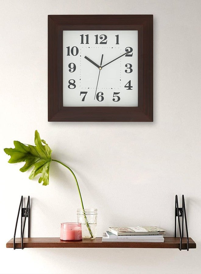 CHRONIKLE Elegant Square Wooden Rosewood Analog Home/Office Decor English Numerals Wall Clock with Sweep Movement (Size: 33.2 x 4.5 x 33.2 CM | Weight: 1340 grm | Color: Rosewood) - Image 2